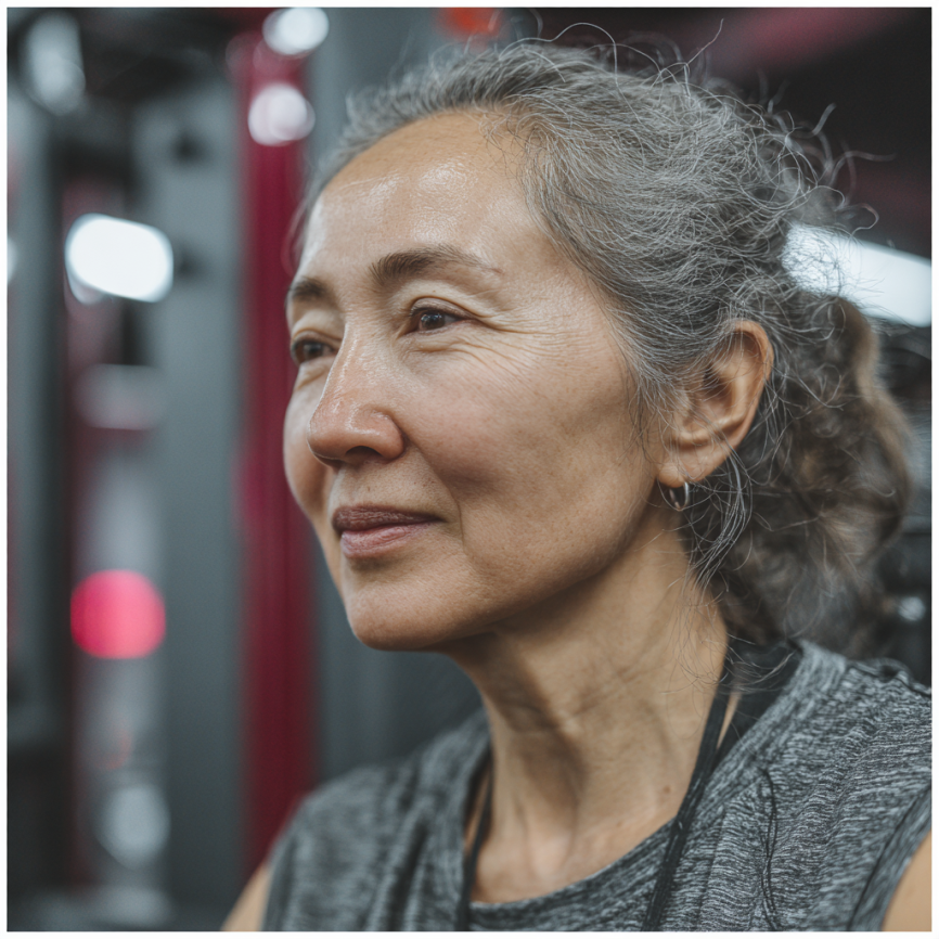 Активные пожилые люди занимаются фитнесом